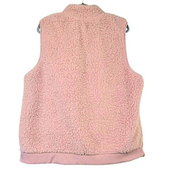 Womens plus 1X Time and Tru winter super cozy pink plush sherpa full zipper vest - Picture 3 of 12